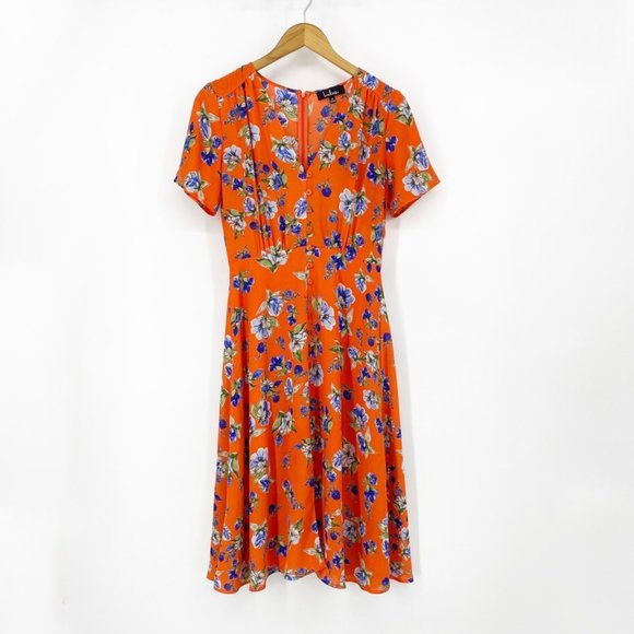 Lulus Dresses & Skirts - Lulu's : Orange Floral Midi Dress Small